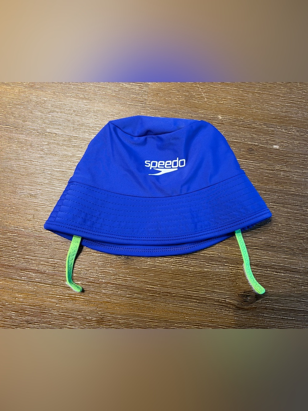 Baby Speedo Blue Bucket Hat with Lime Chin Straps